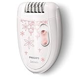 Philips Epilierer Satinelle Essential HP6420/00 – Elektrisches Epiliergerät in Weiß/Rosa zur Enthaarung speziell an den Beinen für glatte Haut bis zu 4 Wochen*